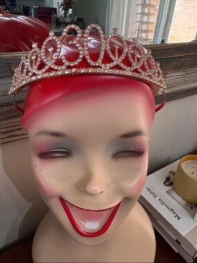 Magnolia Rose Gold Rhinestone Tiara for 30th Birthday Anniversary etc